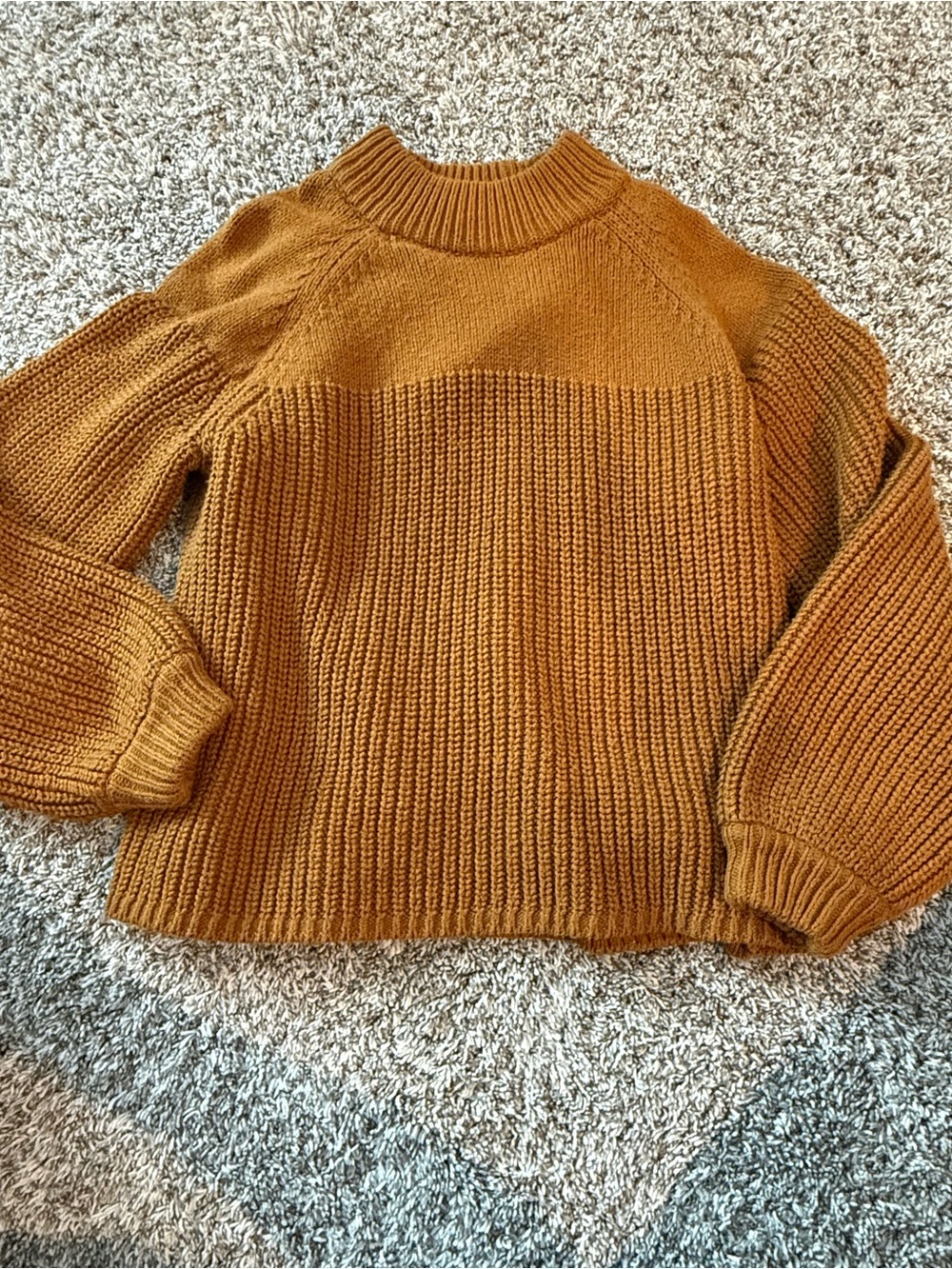 Madewell Chunky Ribbed Mock Neck Sweater - Mustard Brown